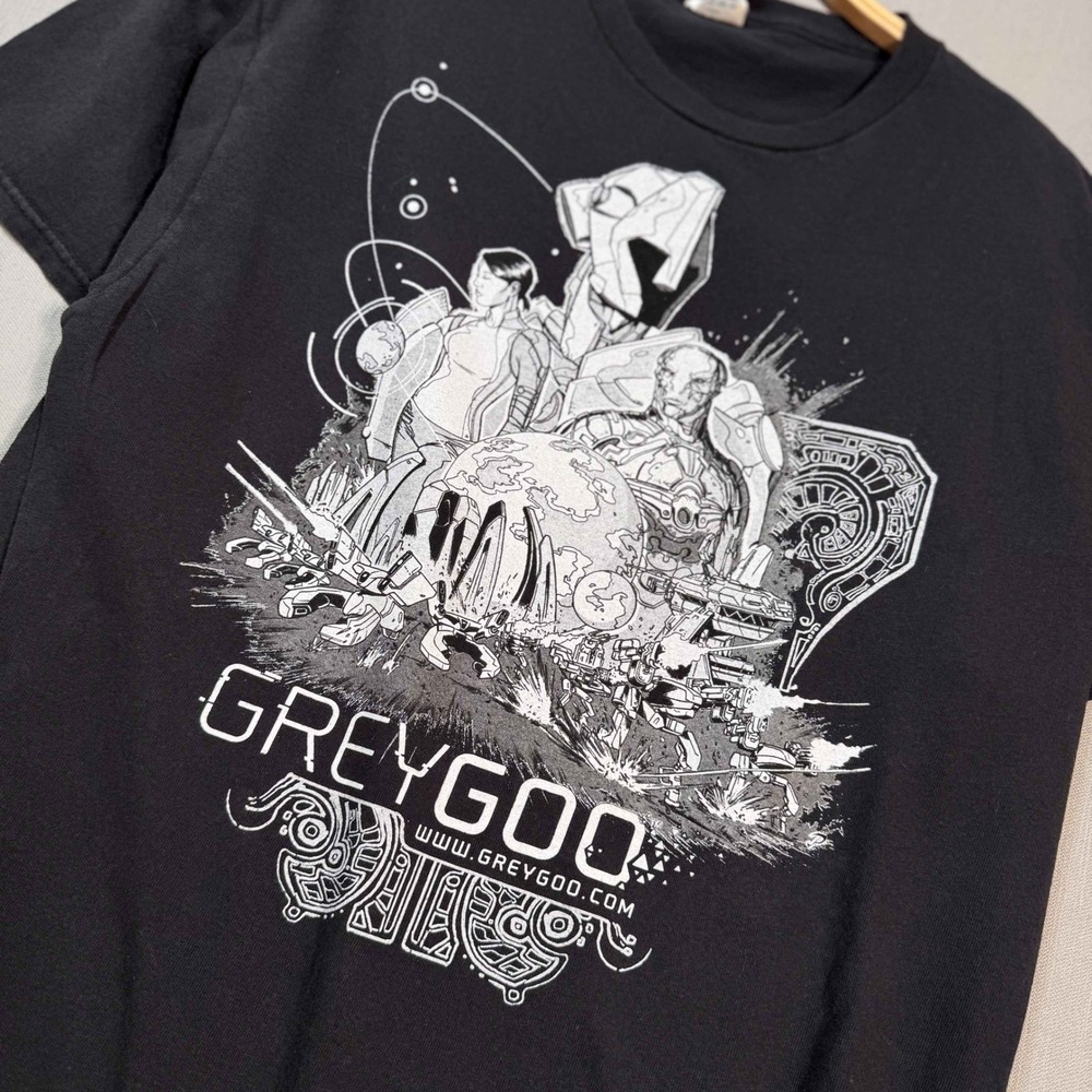 Grey Goo Video Game Promo Graphic Tee Black Mens Large Sci-Fi RTS Gamer T-Shirt